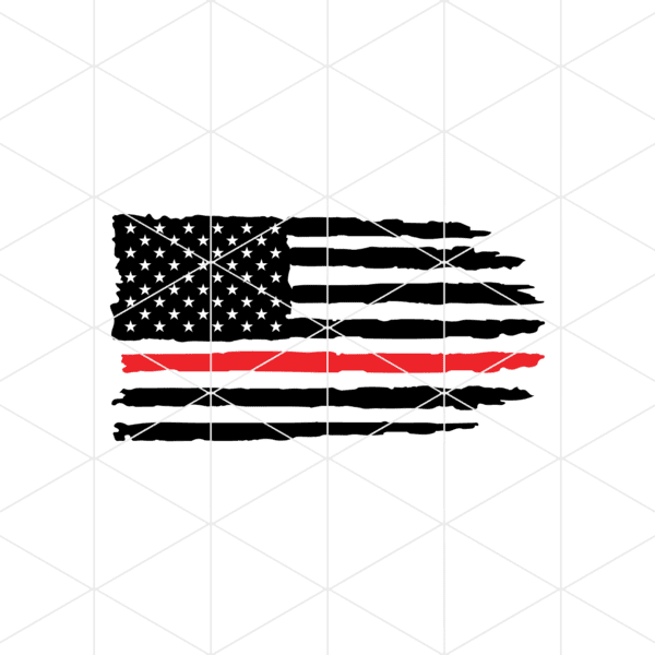 Distressed American Flag With Red Line Decal