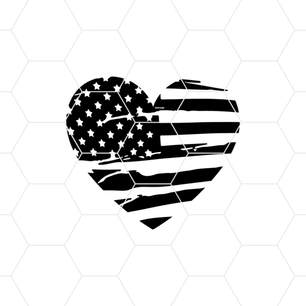 Distressed American Flag Heart Decal