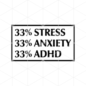 33% Stress 33% Anxiety 33% ADHD Decal