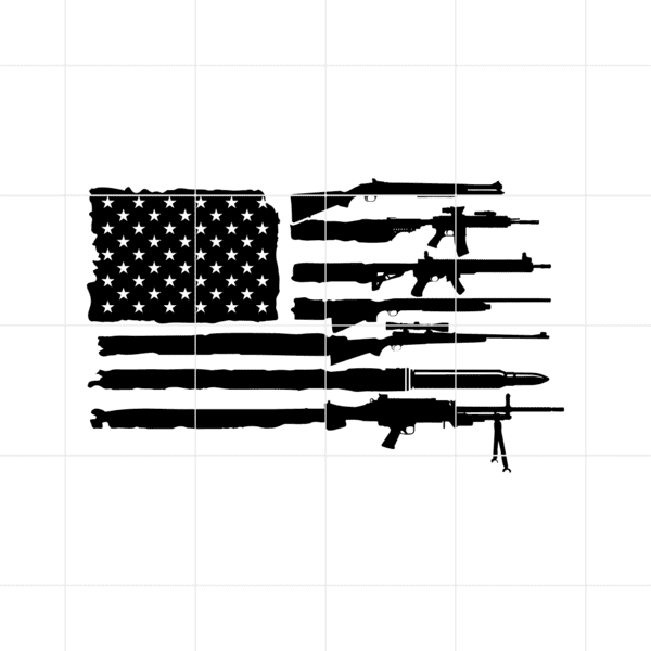Gun Distressed American Flag Decal