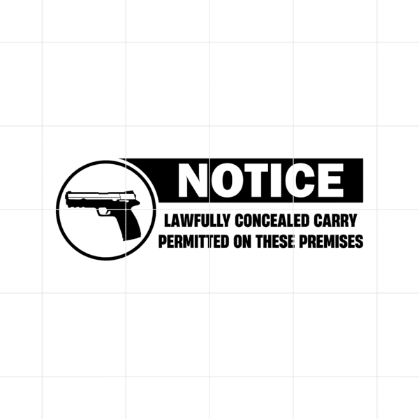 Notice Lawfully Concealed Carry Permitted On These Premises Decal
