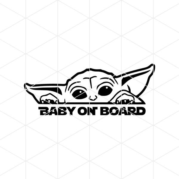 Baby Yoda On Board Decal