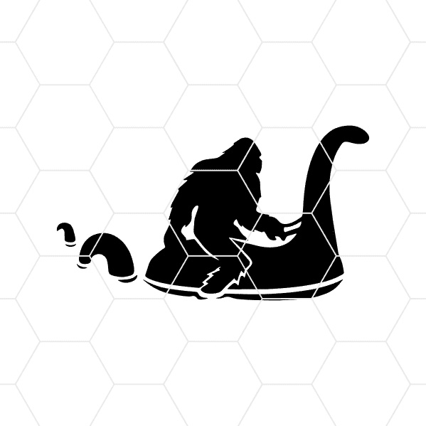 Big Foot Riding Loch Ness Monster Decal